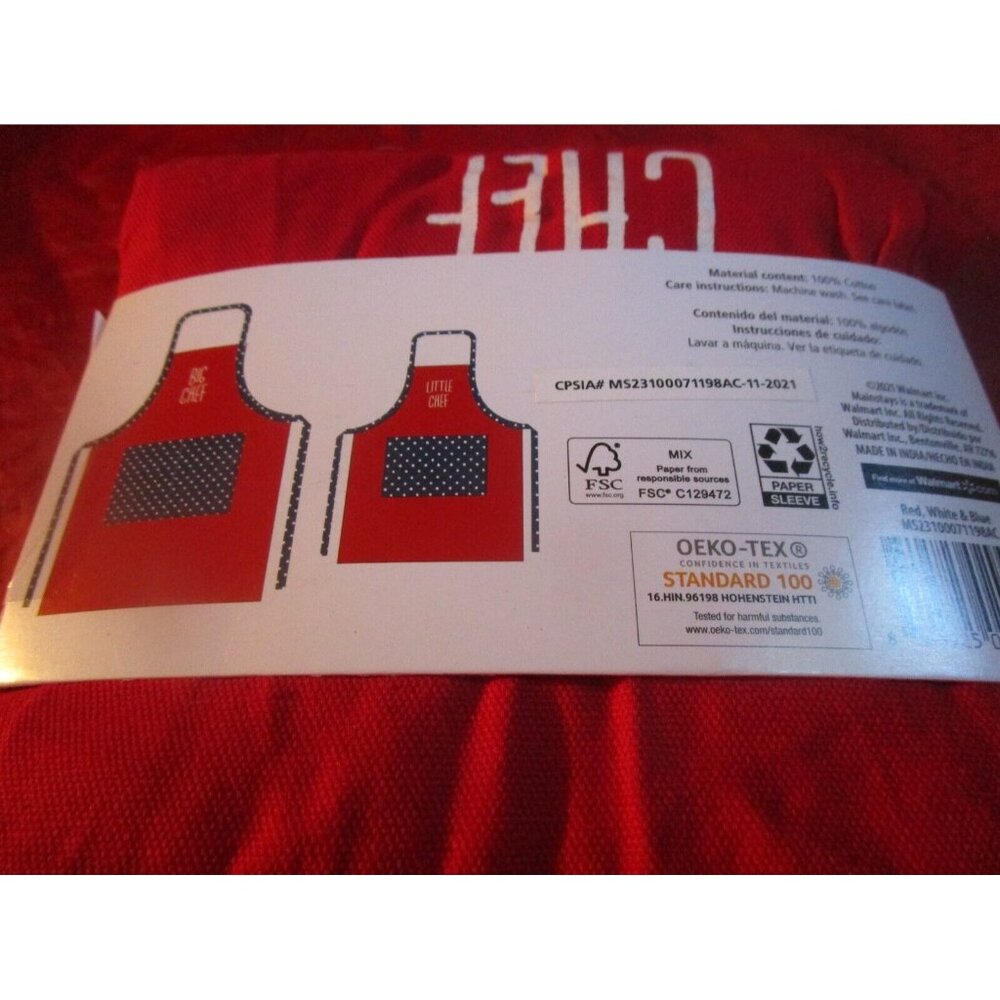Mainstays Parent & Me Apron Set Adult Child Red White Blue Big Chef Little Chef